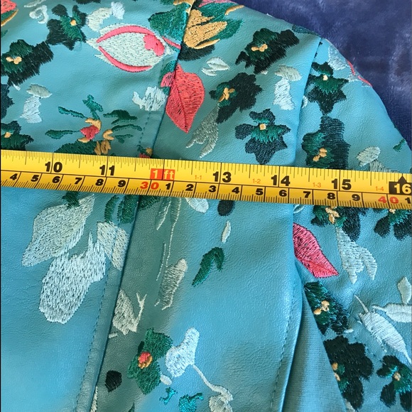 Colleen Lopez Turquoise Faux Leather Jacket GORGEOUS!! - Picture 8 of 12